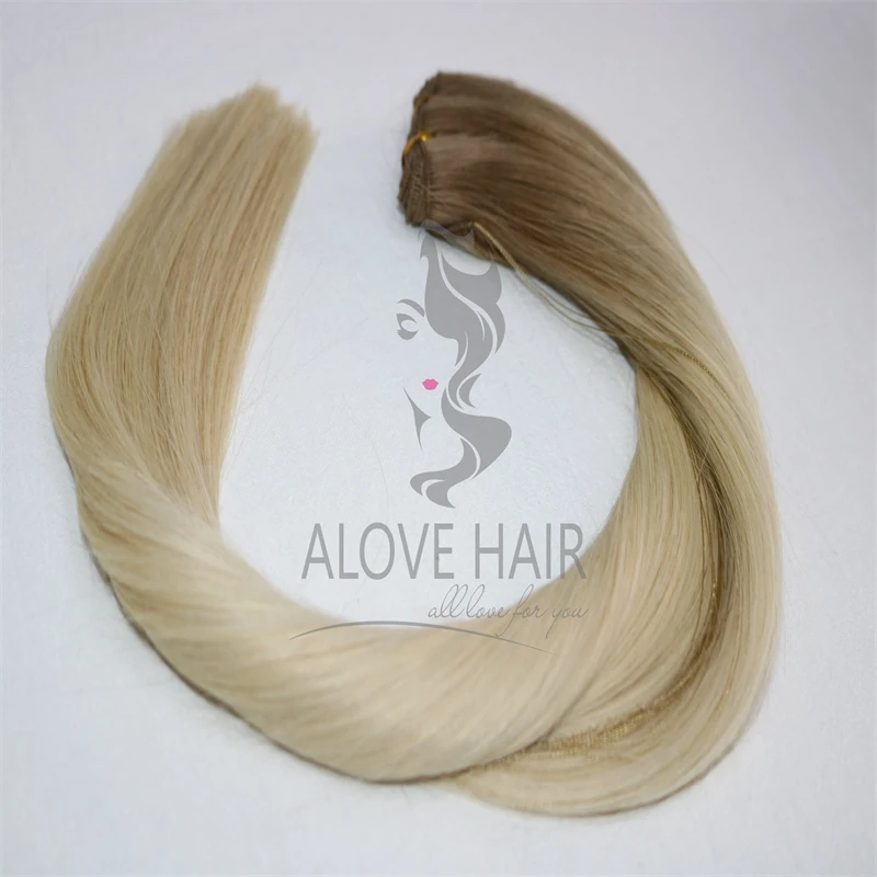 Rooted blonde hair extensions