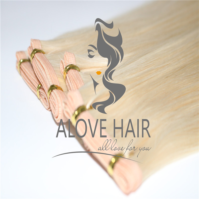 22 inch Blonde color flat track weft hair extensions