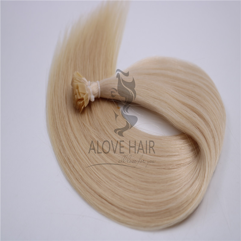 Blonde color flat tip hair extensions phoenix