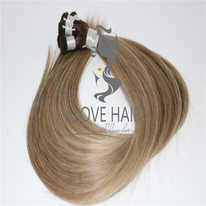 China hand sewn weft hair extensions factory 