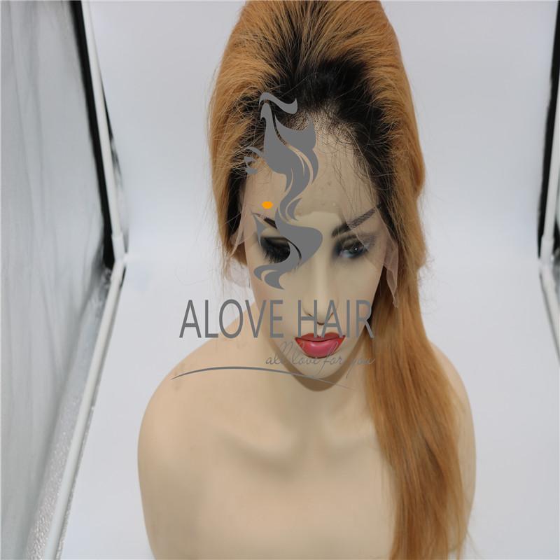 Wholesale best ombre 1B/27 human hair full lace wigs 