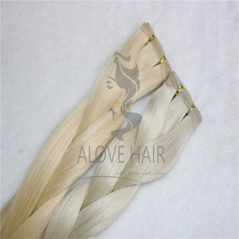 Cuticle intact blonde color hand tied wefts