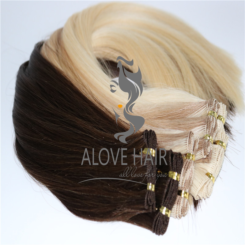 Cuticle intact hair extensions hand tied wefts wholesale