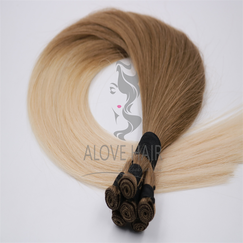 Cuticle intact virgin hair rooted color hand tied extensions