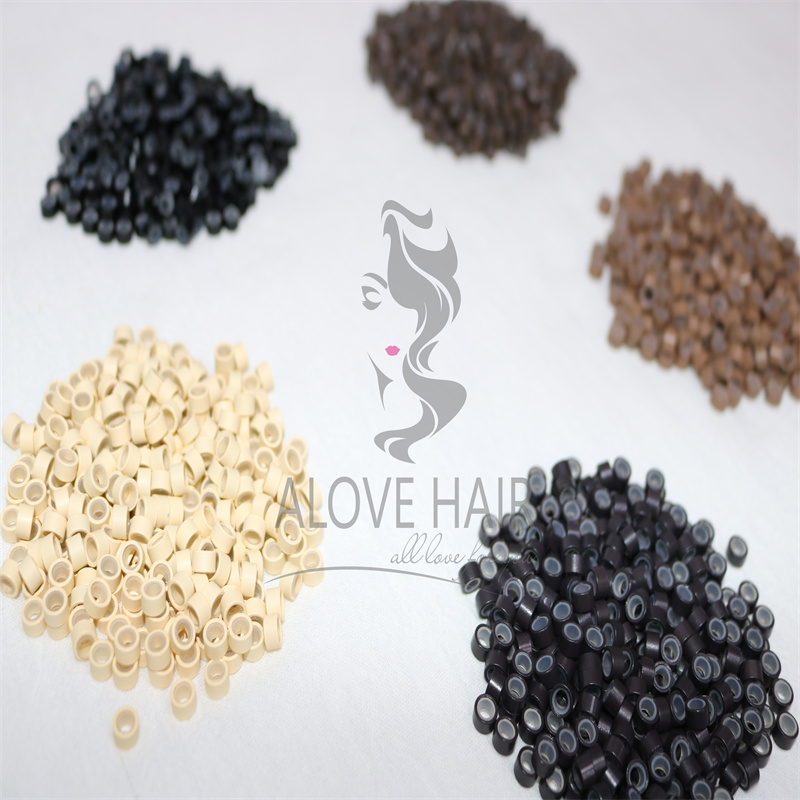 Different color silicone Micro Beads are used for hand tied extensions