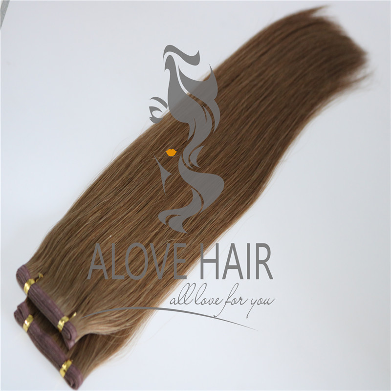 Double drawn flat weft hair extensions china 