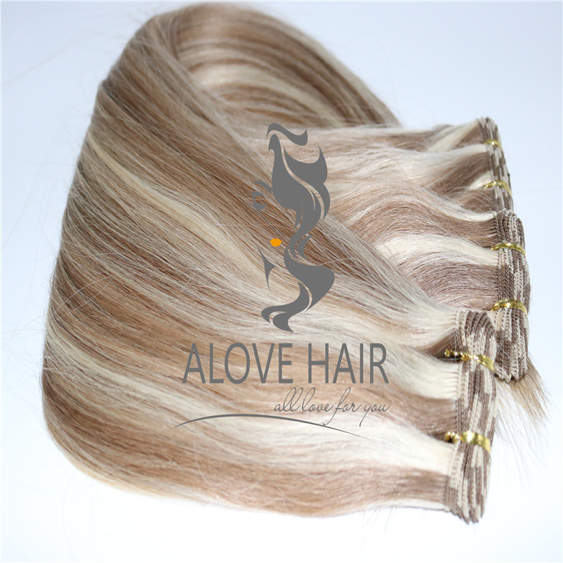 Full cuticle hand tied weft hair extensions for thin hair 