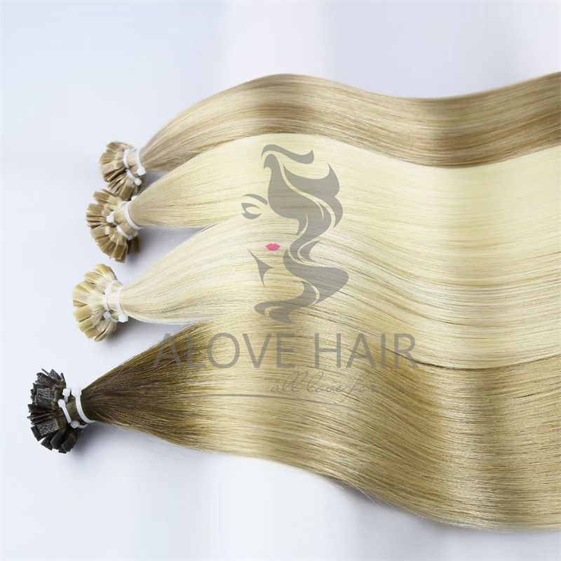 Full cuticle virgin hair different color flat tip keratin hair extensions