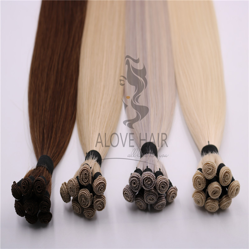 Different color hand tied hair extensions Montana