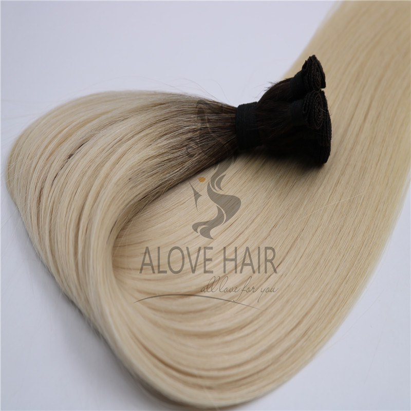 High quality hand tied human hair extensions 