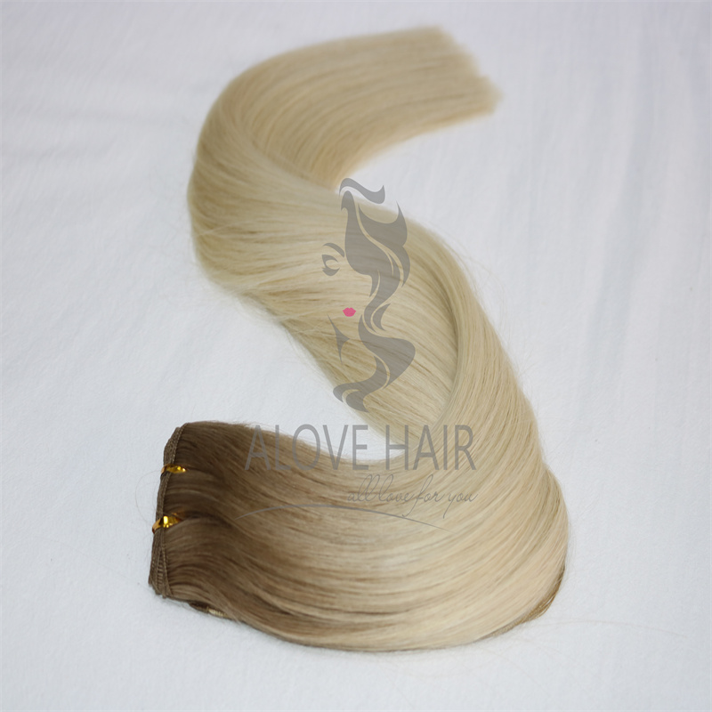 High quality rooted color hand tied hair extensions 