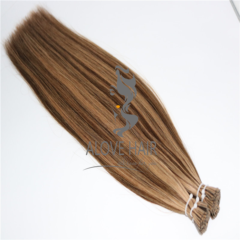 High quality satin strands flat i tip hair extensions 