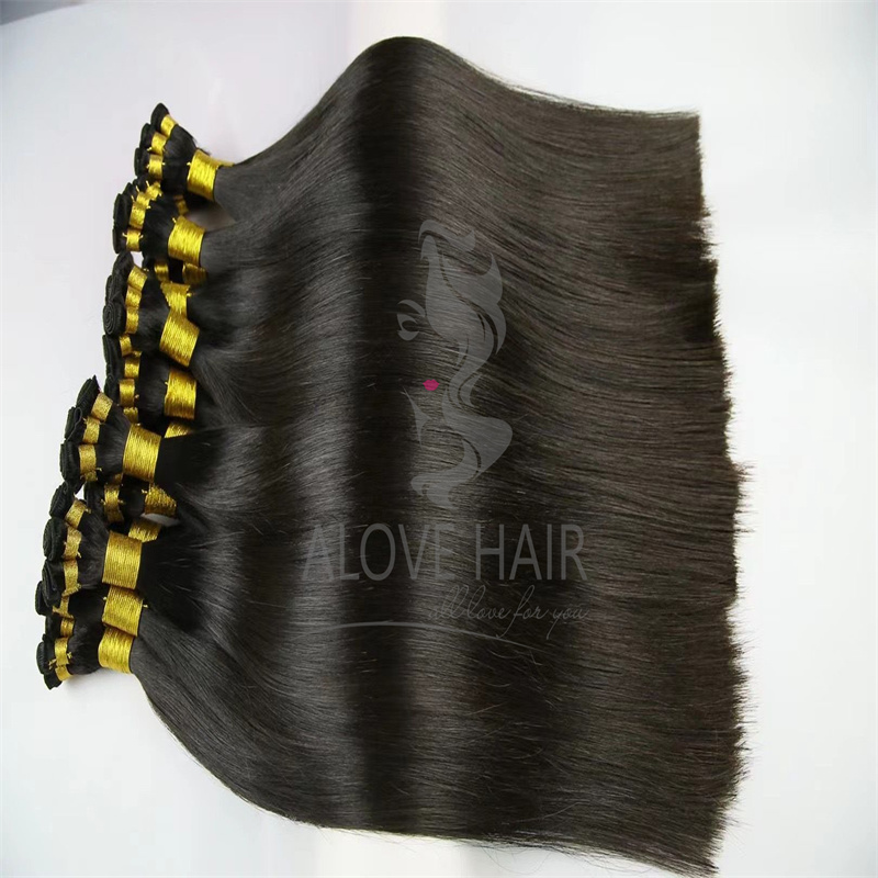 Natural Color remy hand tied human hair extensions