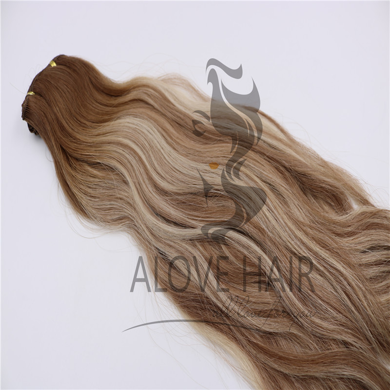 Natural wave balayage color hand tied hair extensions utah