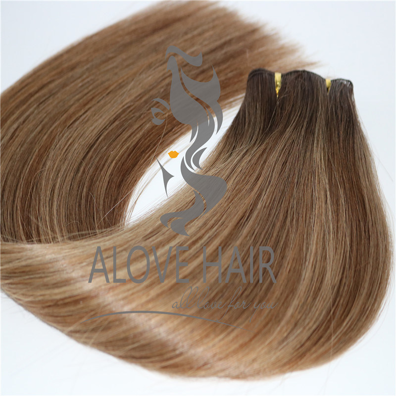 Russian Mongolian hand tied hair extensions orange country