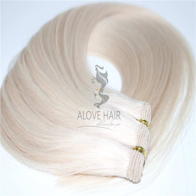 Slavic hair hand tied hair extensions manufacturer in China 