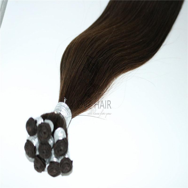 Wholesale 18 inch cuticle intact remy hand tied extensions 