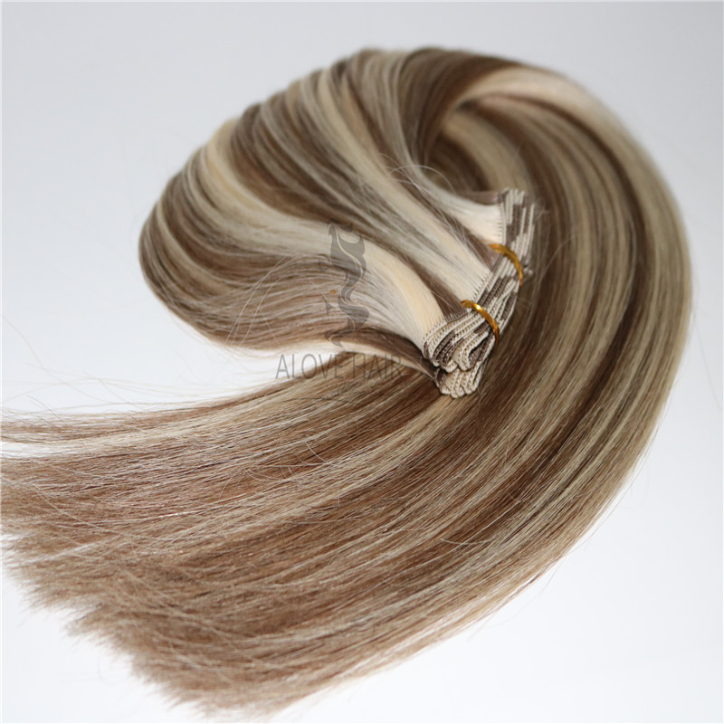 Wholesale P8/60 full cuticle hand tied hair extensions 