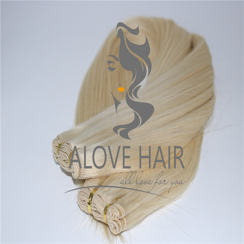 Wholesale blonde color hand tied weft extensions