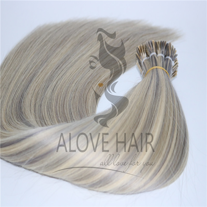 Wholesale different color i tip human hair extensions