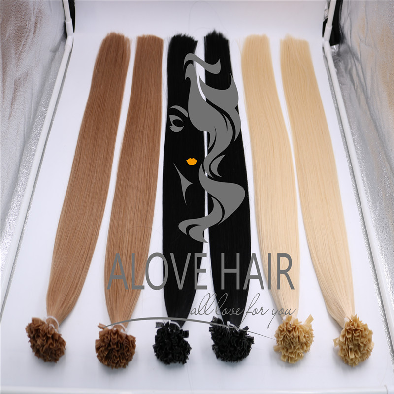 Wholesale different color pre-bonded keratin v tip hair extensions 