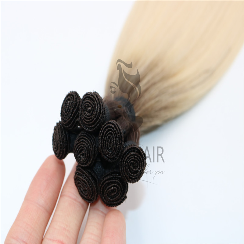 Wholesale high quality ombre hand tied hair extensions 