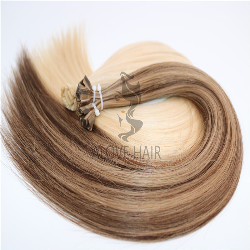 Wholesale high quality pre-bonded flat tip beaded hair extensions