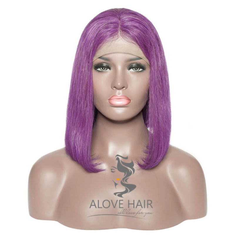 Wholesale purple bob human hair wig