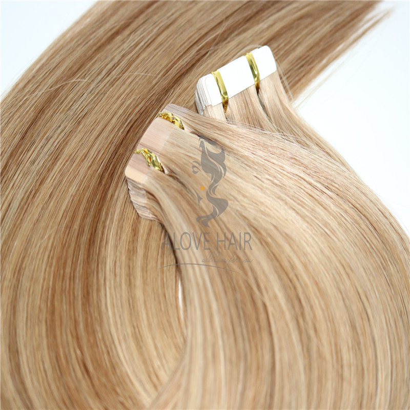 Cuticle intact remy affordable tape in extensions for thin hair 