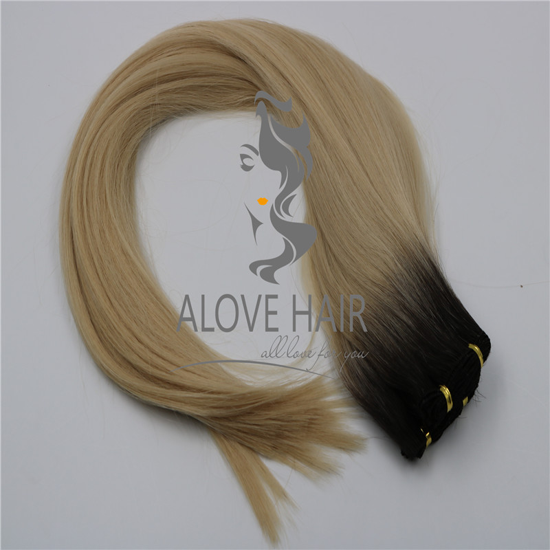 Wholesale best ombre 1B/613 hand tied weft extensions