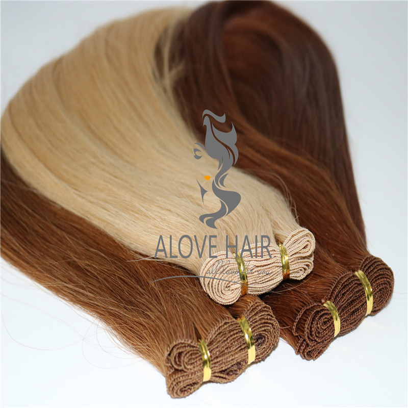 Best quality full cuticle remy hand tied  wefts wholesale