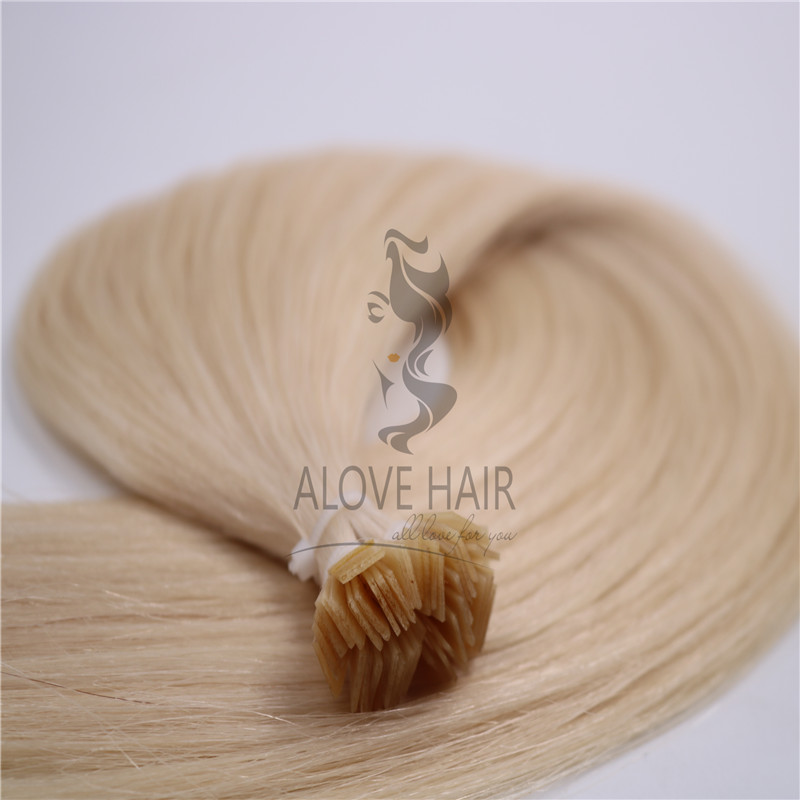 Blonde color flat tip hair extensions phoenix