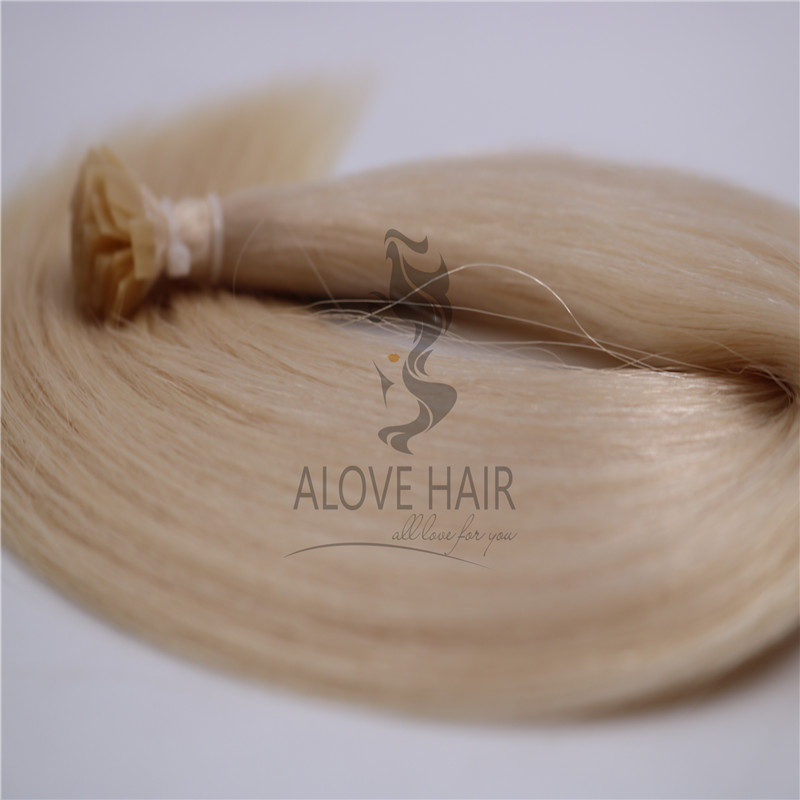 Blonde color flat tip hair extensions phoenix