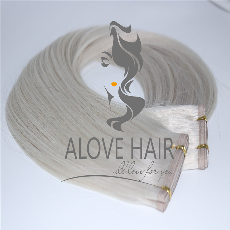 China Ash blonde #60A flat weft extensions vendor 