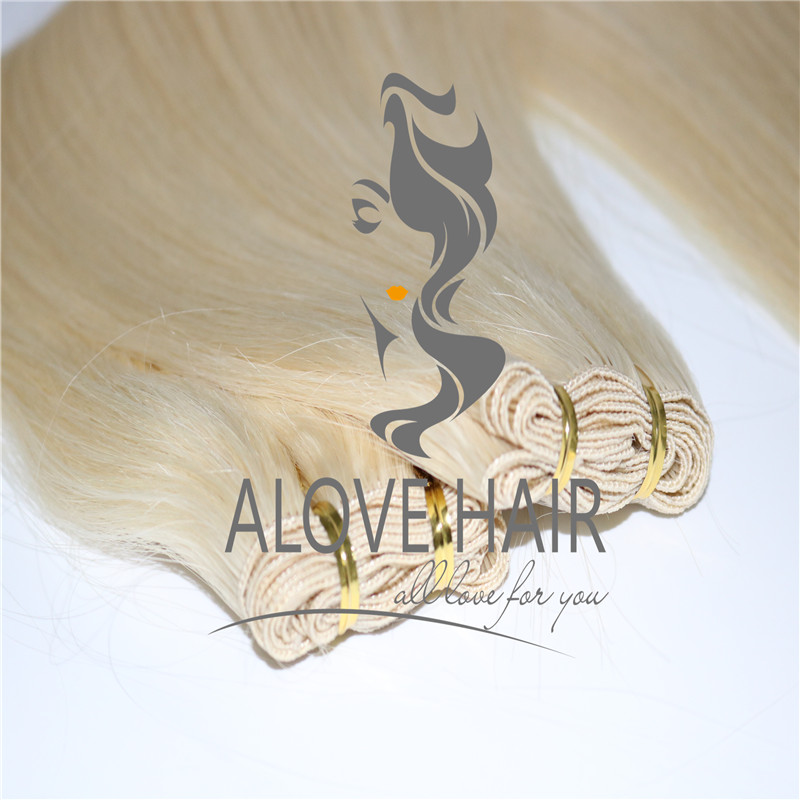 Wholesale blonde color hand tied weft extensions