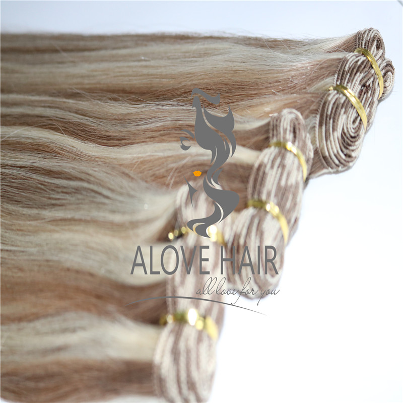 Full cuticle hand tied weft hair extensions for thin hair 