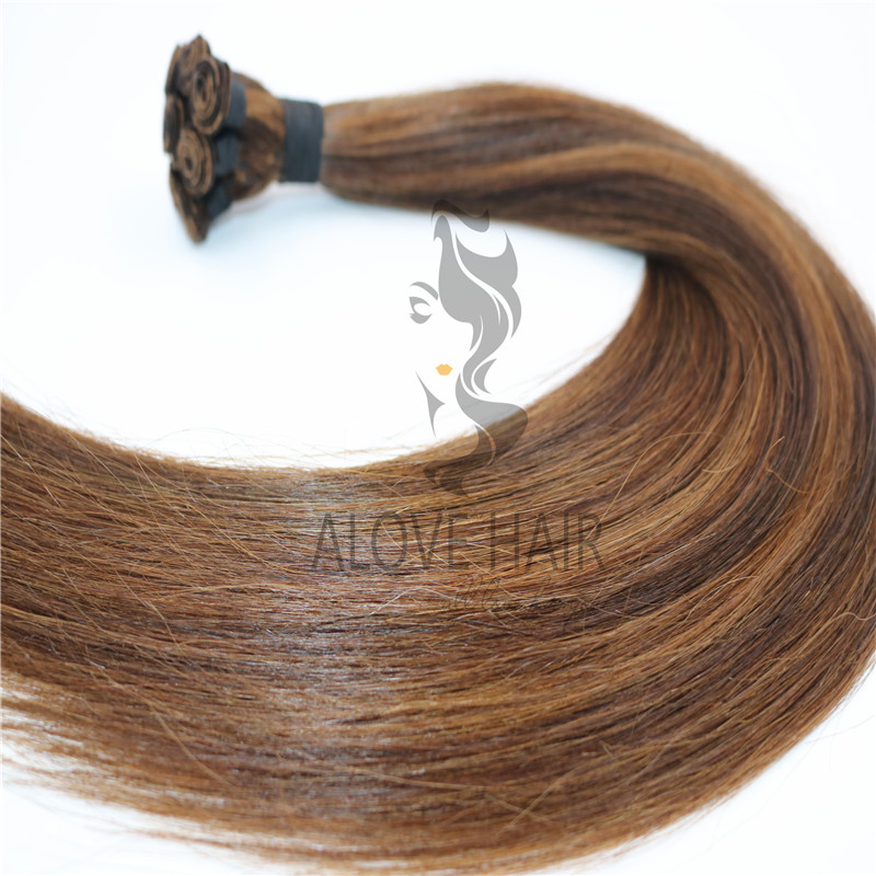 Mix color cuticle intact remy hand tied wefts