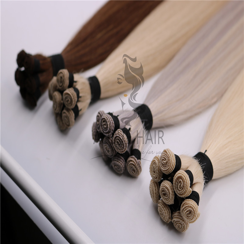 Different color hand tied hair extensions Montana