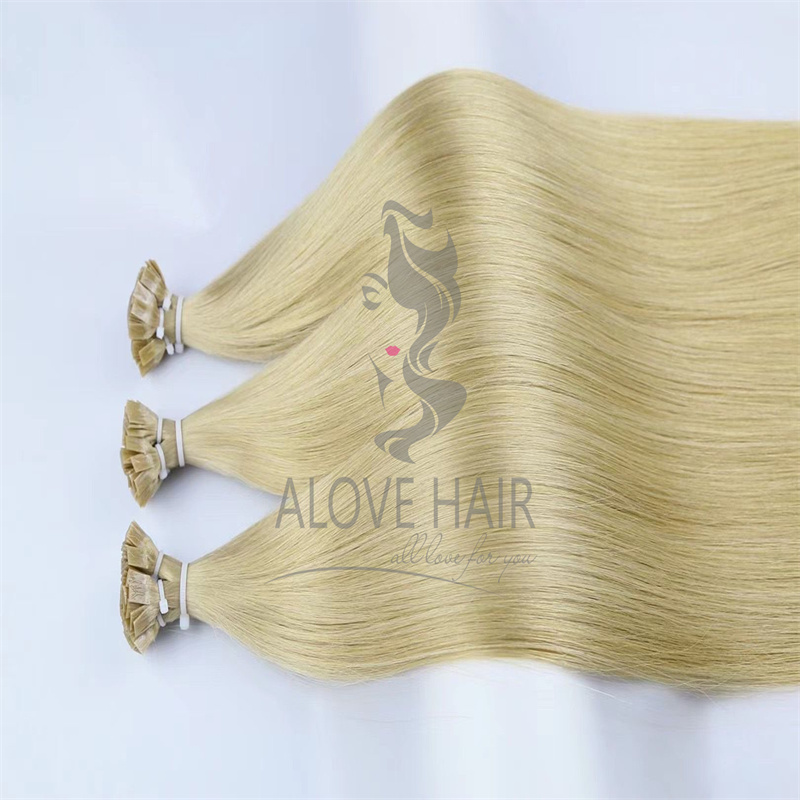 Double drawn different color flat tips hair extensions for France hair salon