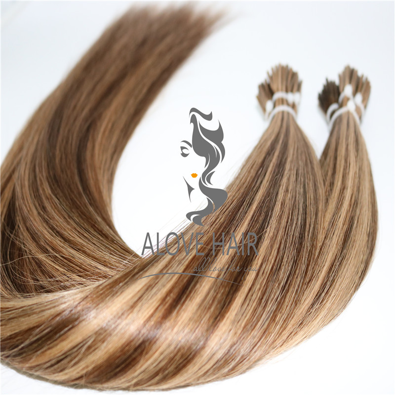 High quality satin strands flat i tip hair extensions 