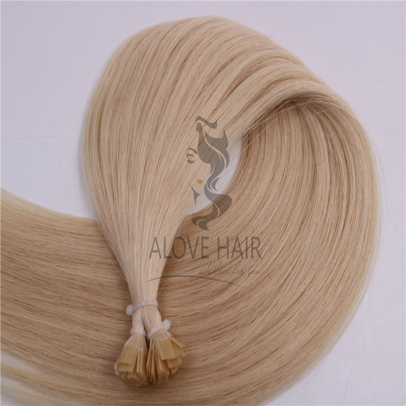 Blonde color flat tip hair extensions phoenix