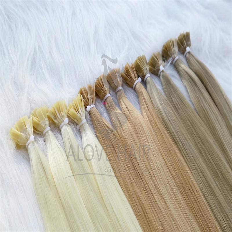 Cuticle Intact different color flat tip hair extensions for Dunkerque hair salon