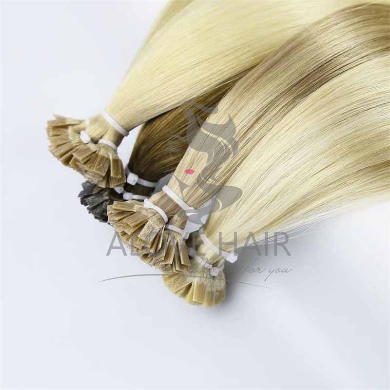 Full cuticle virgin hair different color flat tip keratin hair extensions