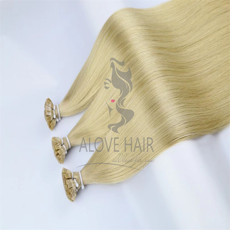 Double drawn different color flat tips hair extensions for France hair salon