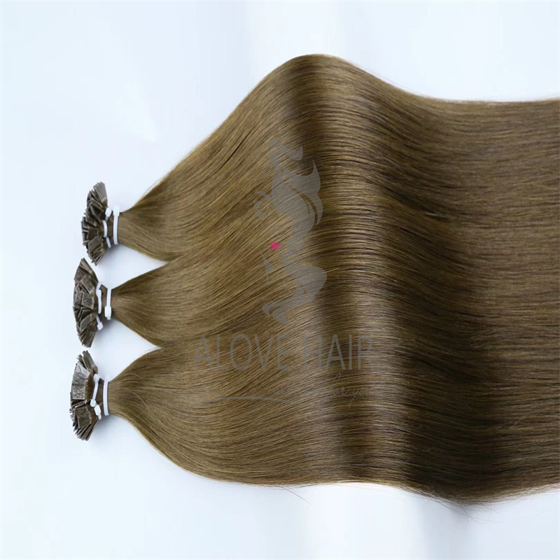 Double drawn different color flat tips hair extensions for France hair salon