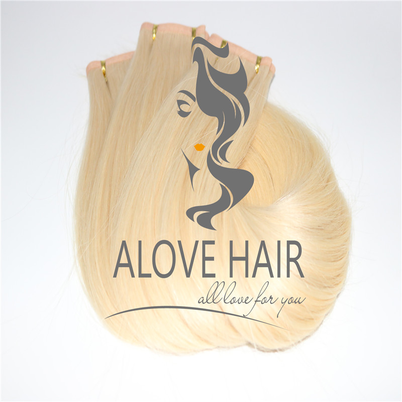 22 inch Blonde color flat track weft hair extensions