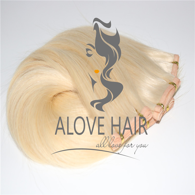 22 inch Blonde color flat track weft hair extensions