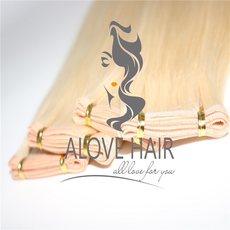 22 inch Blonde color flat track weft hair extensions