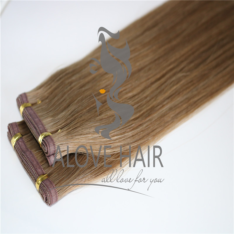 Double drawn flat weft hair extensions china 