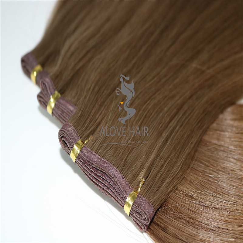 Slavic hair flat track weft hair extensions manufacturer in China 